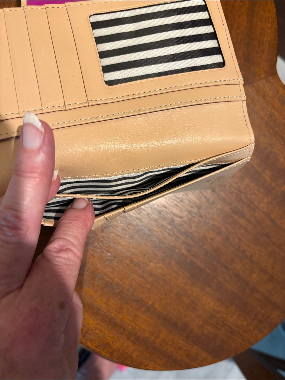 kate spade long wallet bifold turn lock flap Leather orchid/tan trim - Picture 16 of 17